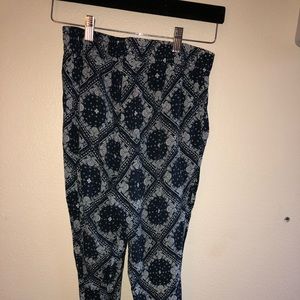 Navy blue and white patterned paisley joggers